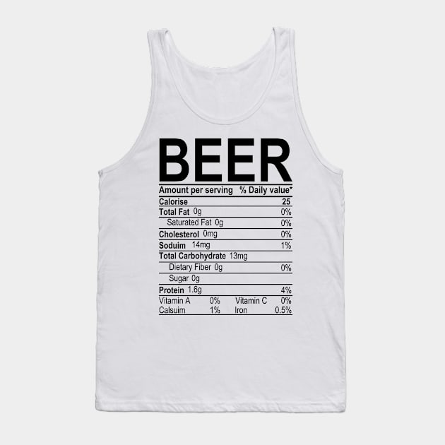 Beer Nutritional Facts Tank Top by DragonTees